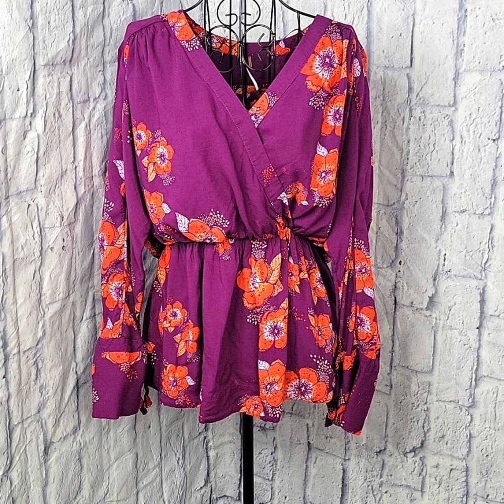 FREE PEOPLE Tuscan Dream V Neck Blouse Tunic Top/Dress XS‎